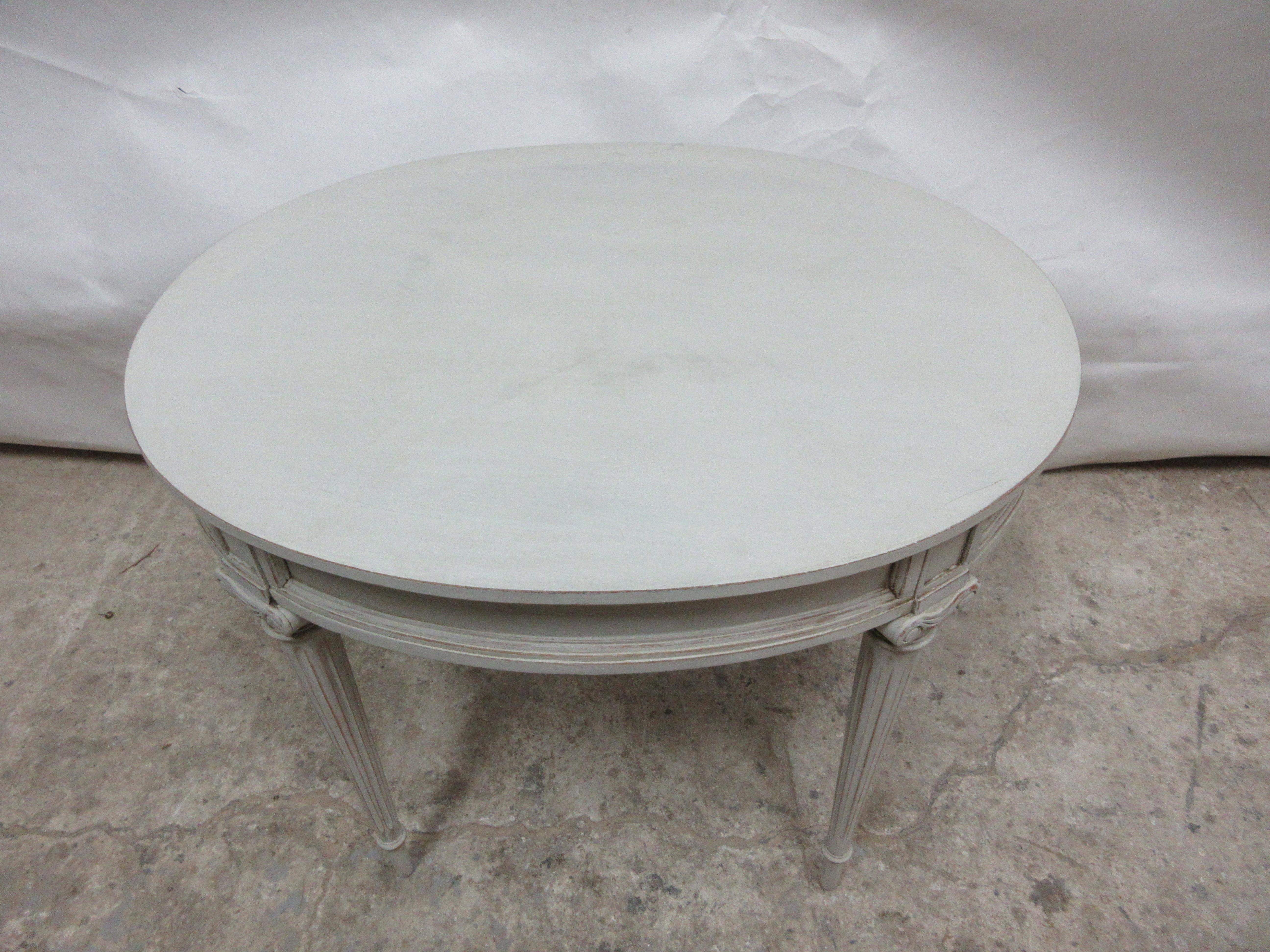 This is a Swedish Gustavian side table, it has been restored and repainted with milk paints 