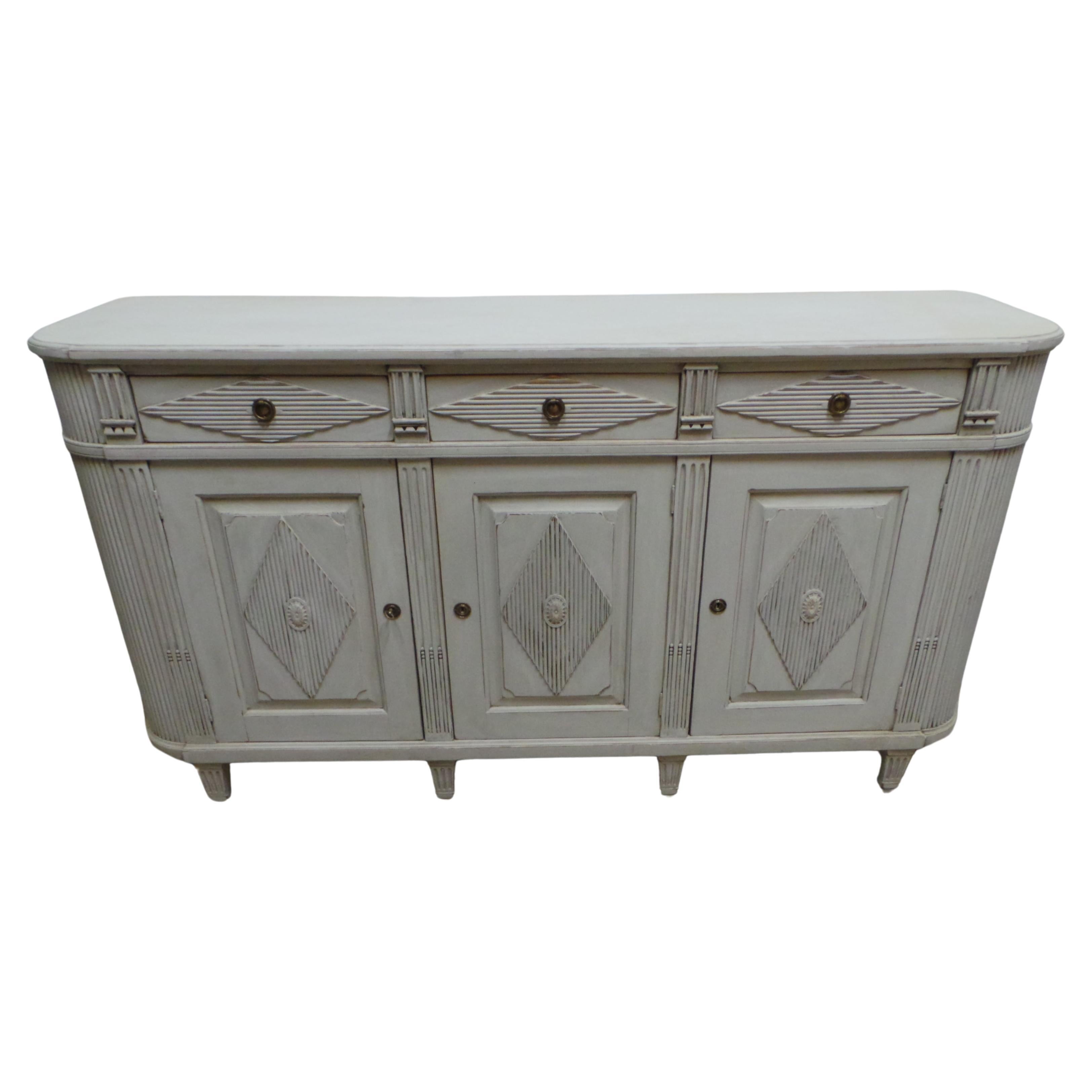 Schwedisches Gustavianisches Sideboard 3 Schubladen 3 Türen