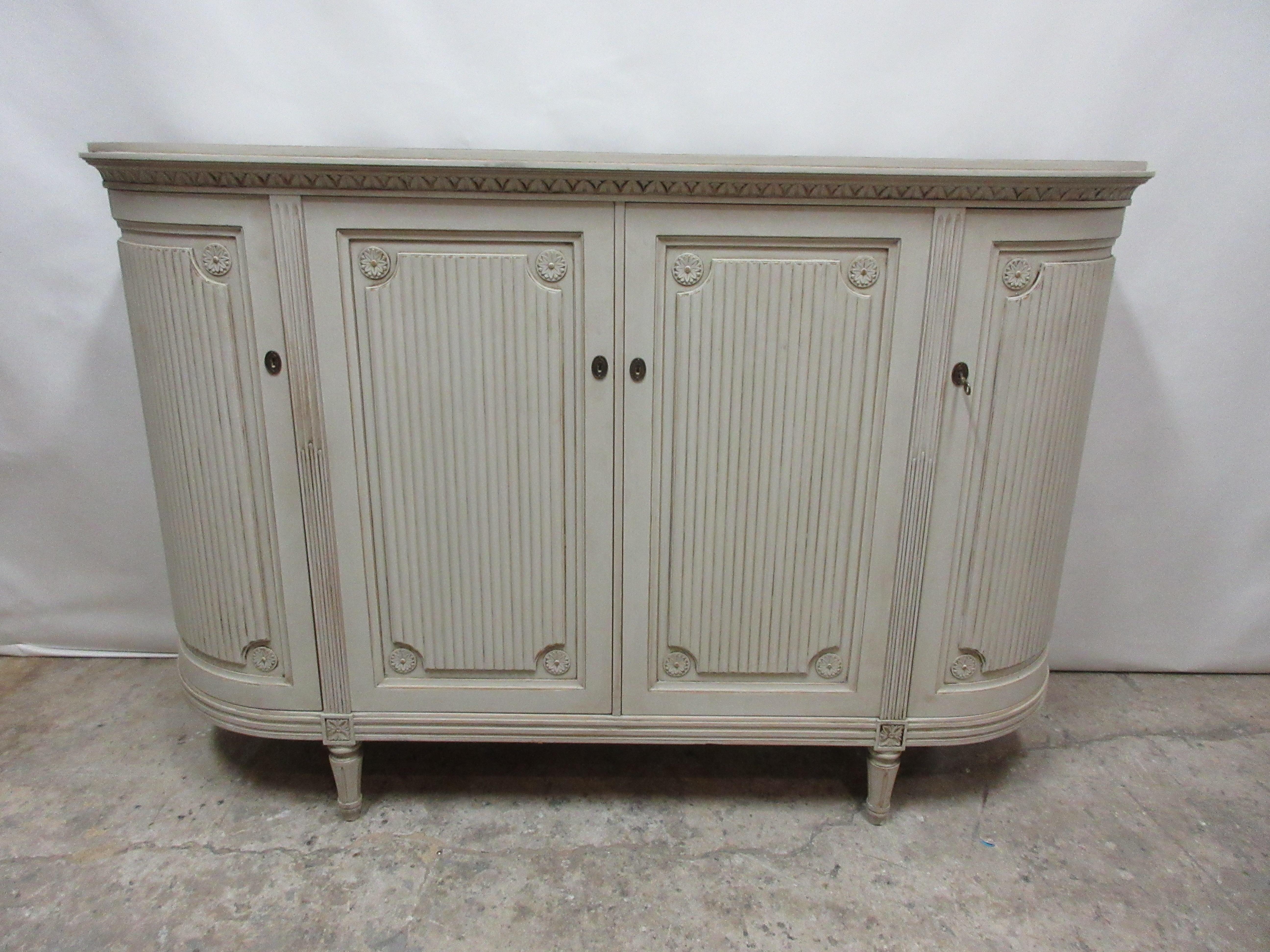 This is a Swedish Gustavian sideboard, its been restored and repainted with milk paints 