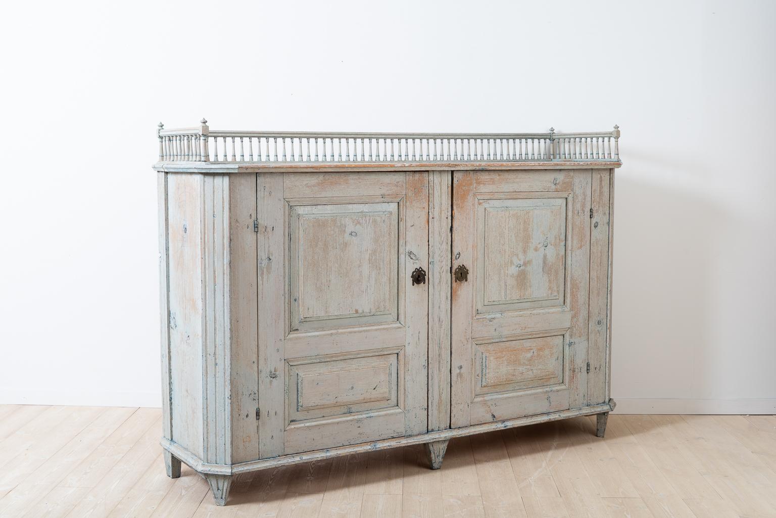 18th Century Swedish Gustavian Sideboard with a Balustrade and Original Paint