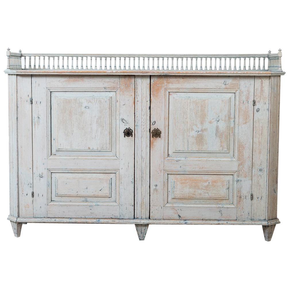 Swedish Gustavian Sideboard with a Balustrade and Original Paint