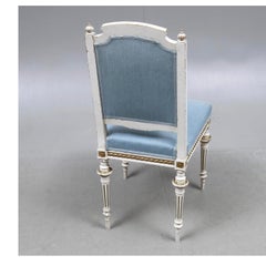 Swedish Gustavian Single Chair White Color Gold Detail, Early 1900s