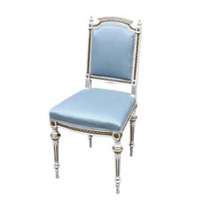 Swedish Gustavian Single Chair White Color Gold Detail, Early 1900s