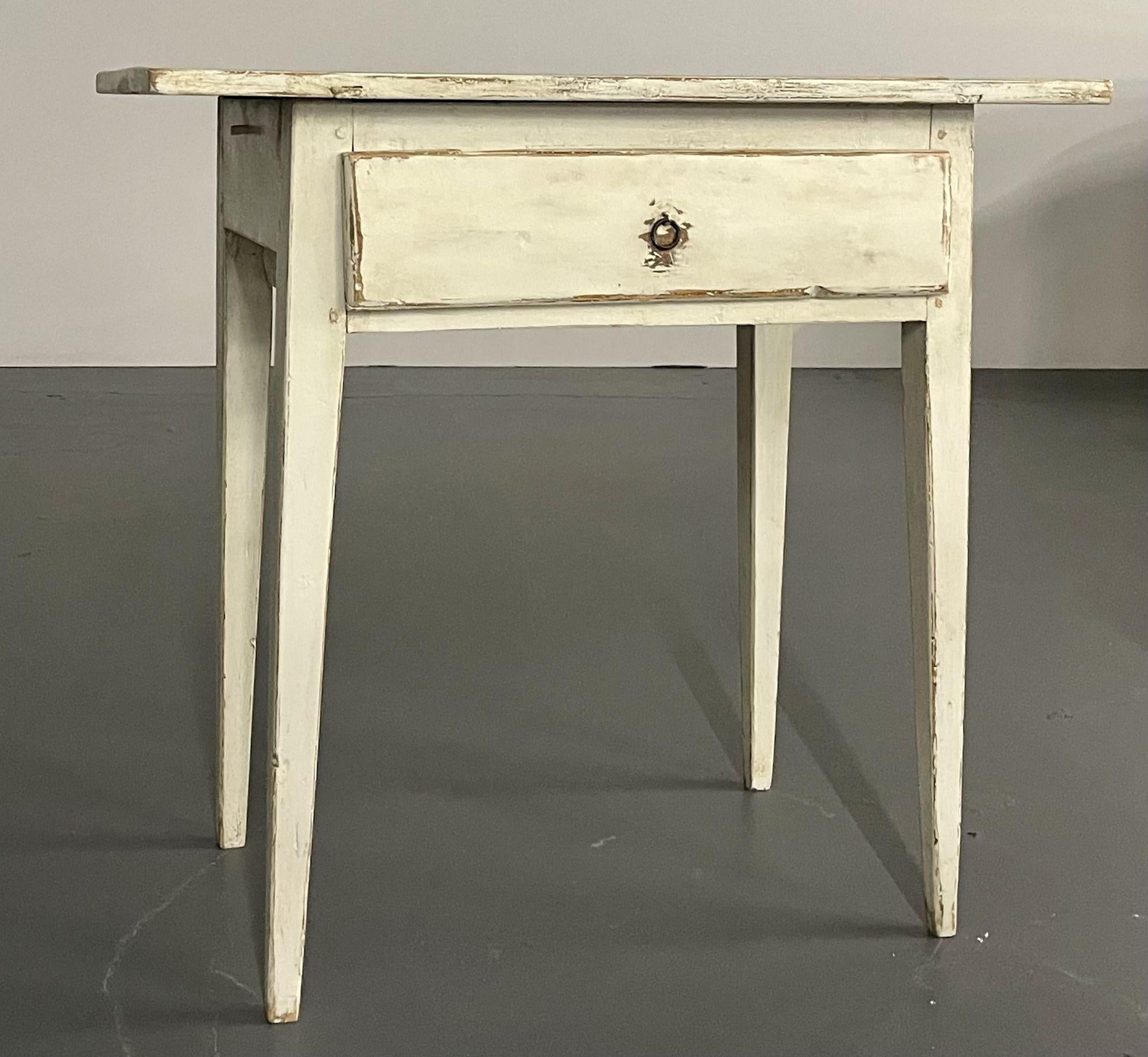 Late 19th Century Swedish Gustavian Single Drawer Stand, Table or Nightstand, Paint Decorated For Sale