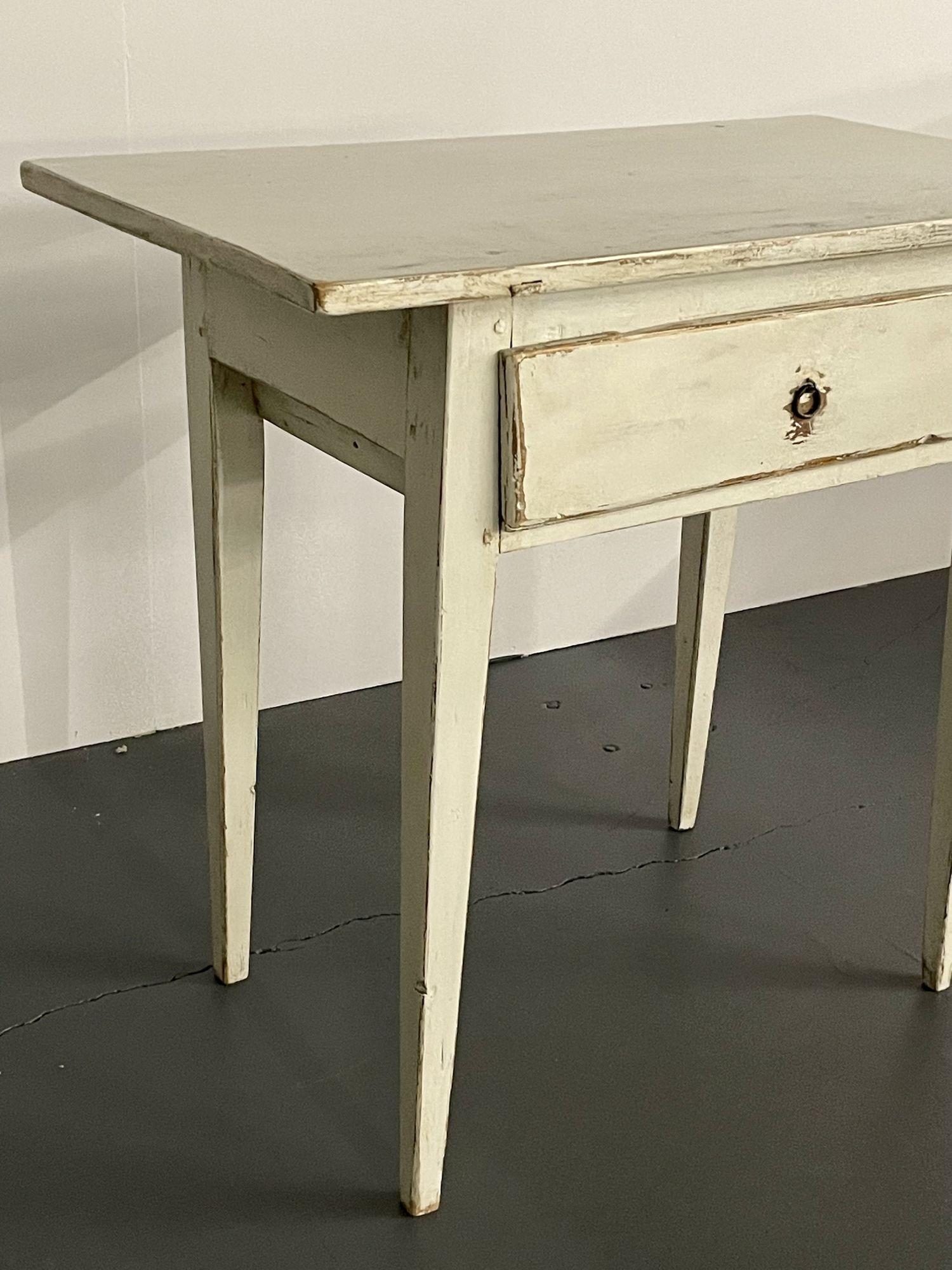 Wood Swedish Gustavian Single Drawer Stand, Table or Nightstand, Paint Decorated For Sale