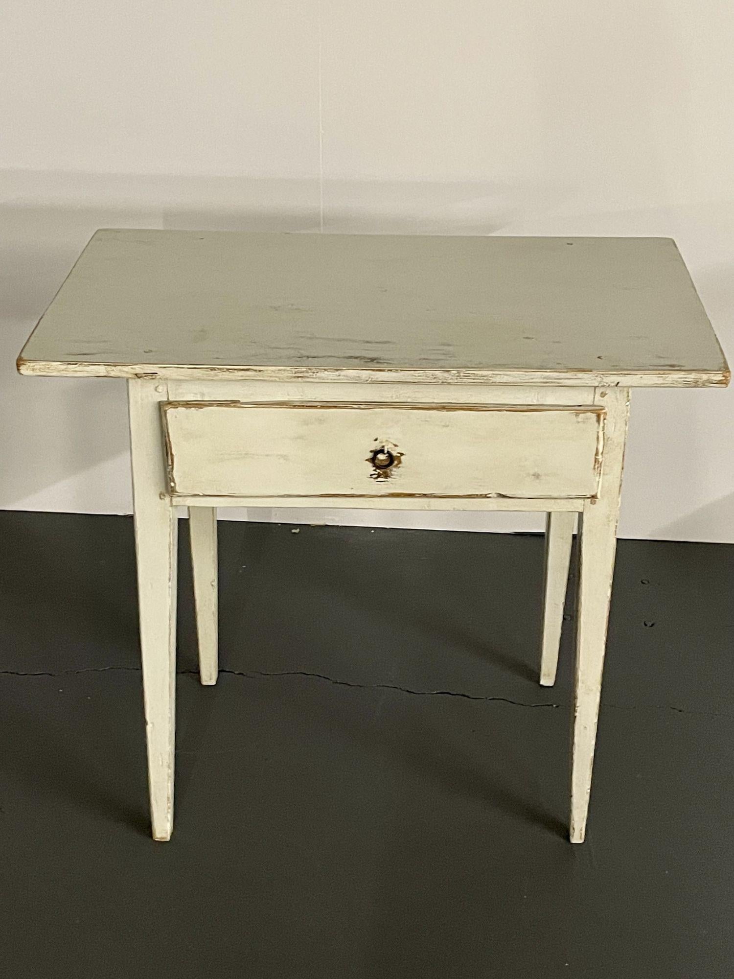 Swedish Gustavian Single Drawer Stand, Table or Nightstand, Paint Decorated For Sale 1