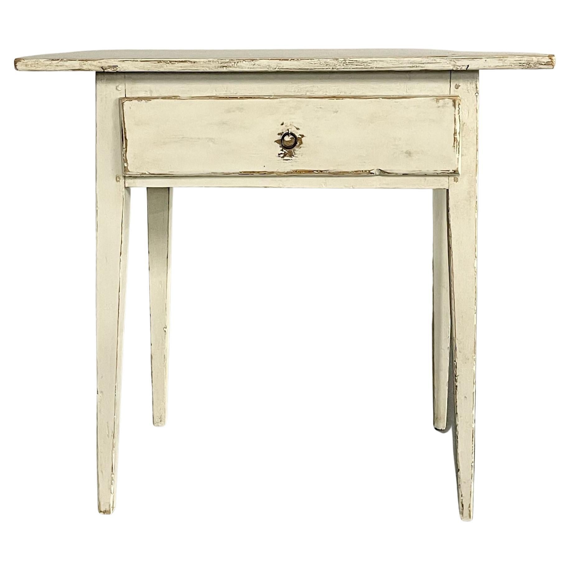 Swedish Gustavian Single Drawer Stand, Table or Nightstand, Paint Decorated For Sale