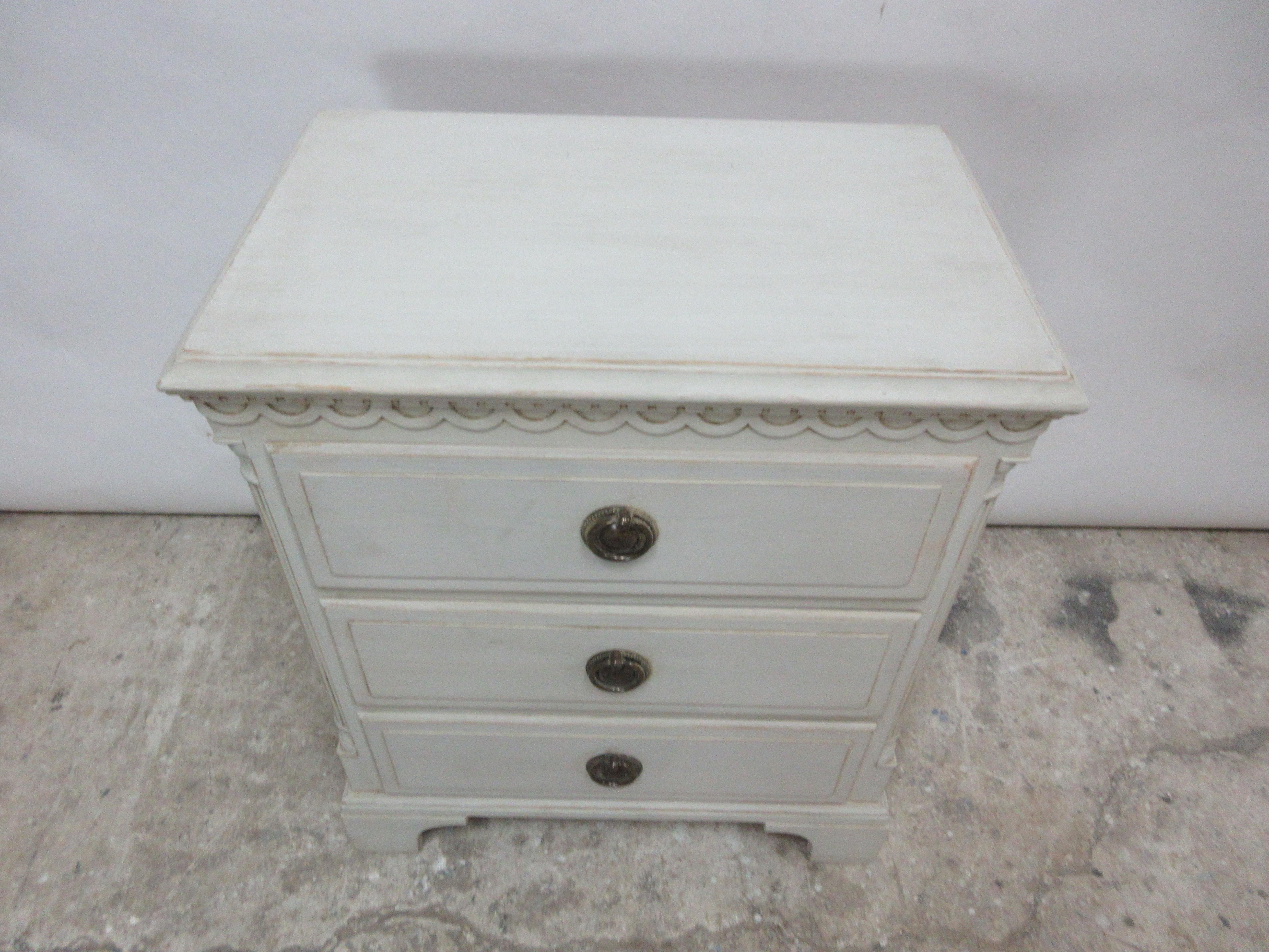 This is a Swedish Gustavian single nightstand, they have been restored and repainted with milk paints 