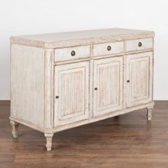 Petit buffet ou console gustavien suédois en blanc, vers 1840-60