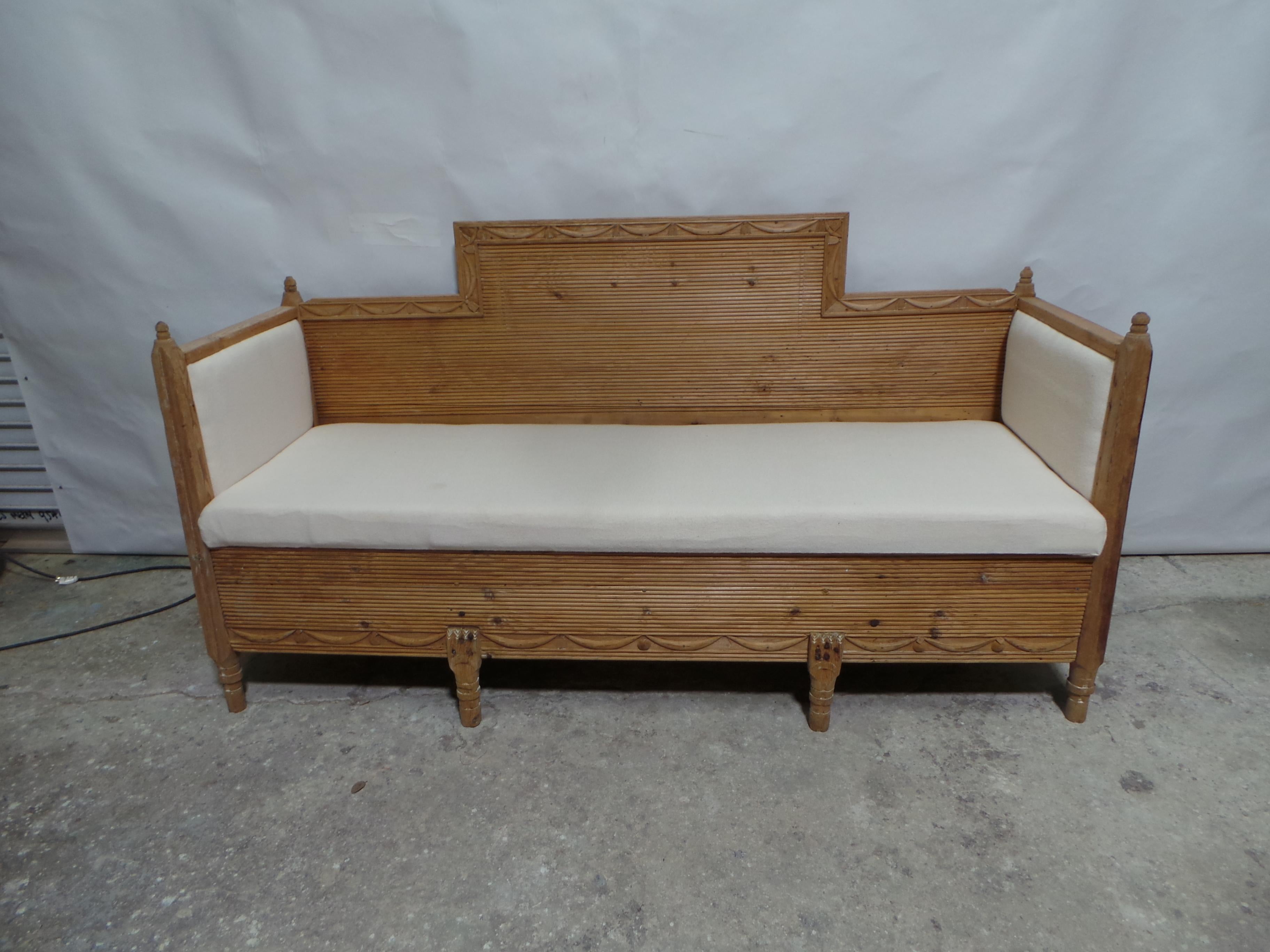 This is an incredibly Unique Swedish Gustavian Sofa bed, the seating was just restored.
    when the sofa is pulled out the measurements are 41 deep 65 wide
