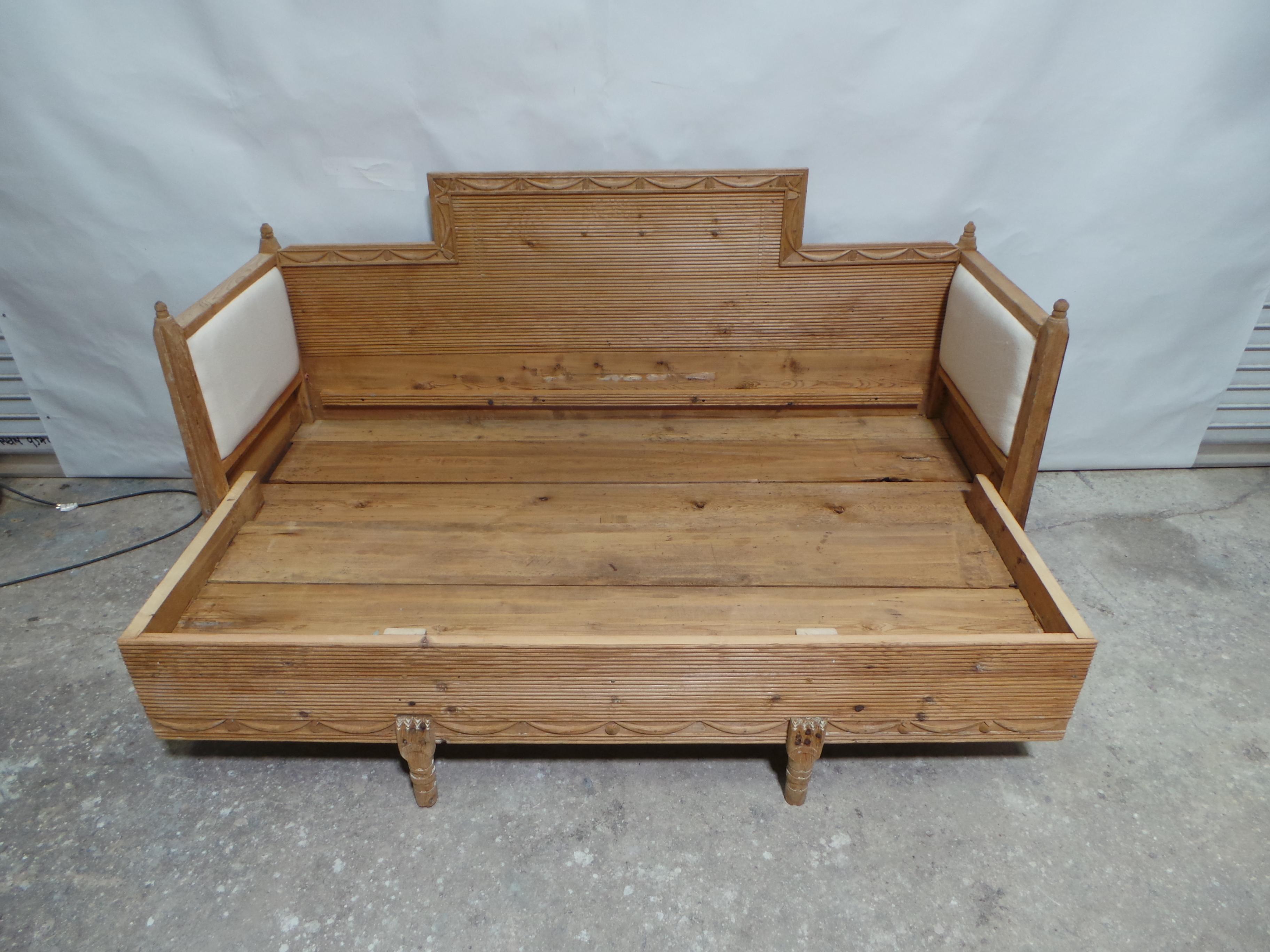 Swedish Gustavian Sofa/Bed Natural Finish For Sale 2