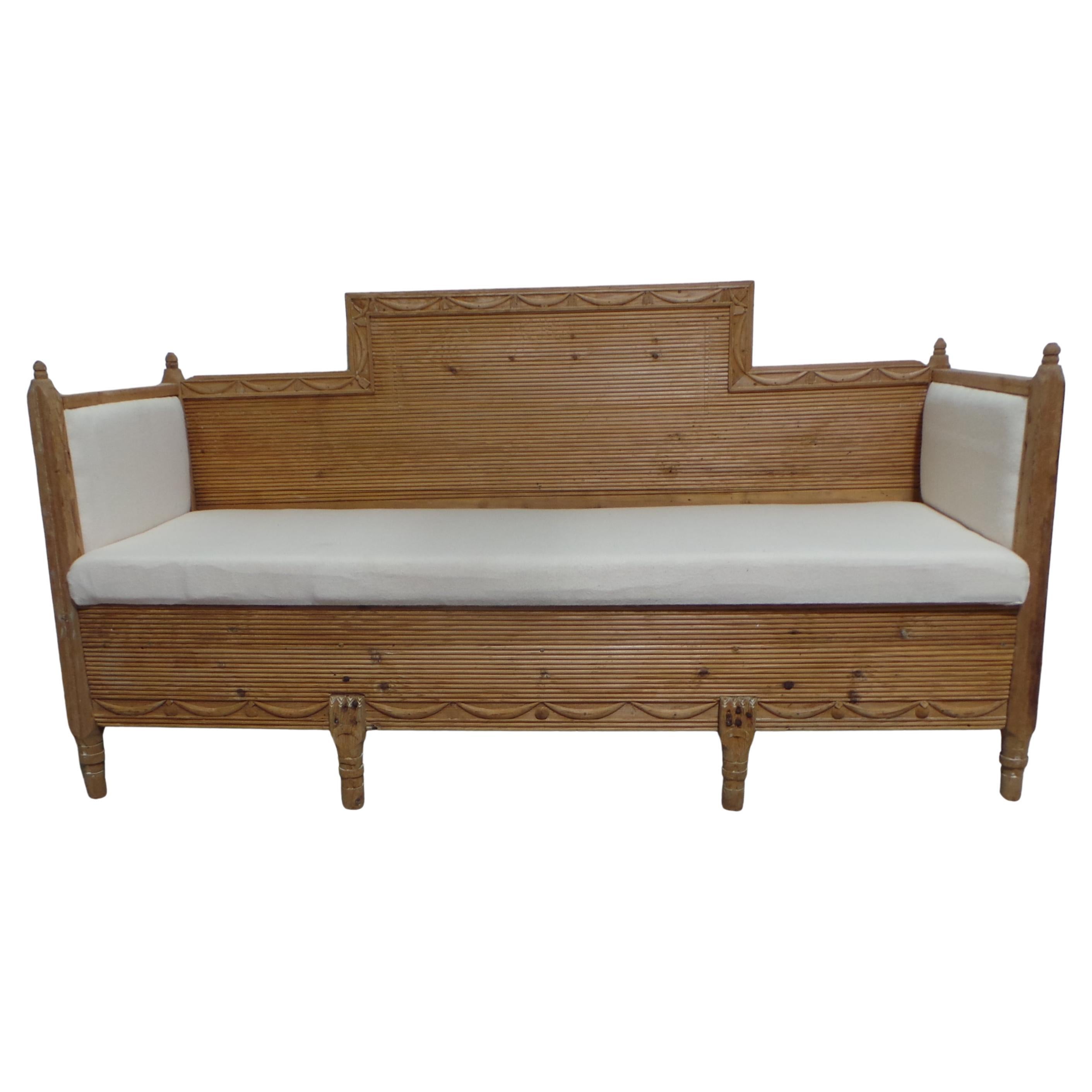 Swedish Gustavian Sofa/Bed Natural Finish For Sale