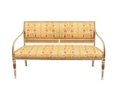 Swedish Gustavian Sofa Couch Loveseat White Carved, Late 19th Century 3-Seat