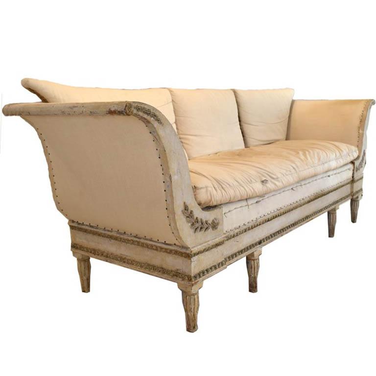 Hand-Carved Swedish Gustavian Sofa