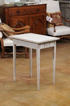 Swedish Gustavian Style 1860s Painted Console Table with Carved Garlands