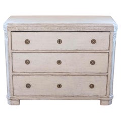 Swedish Gustavian Style 1860s Painted Three-Drawer Chest with Greek Key Frieze