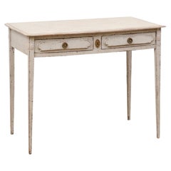 Swedish Gustavian Style 1860s Painted Wood Desk with Carved Rosettes