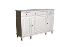 Swedish Gustavian Style 1870s Gray Painted Sideboard with Carved Reeded Panels