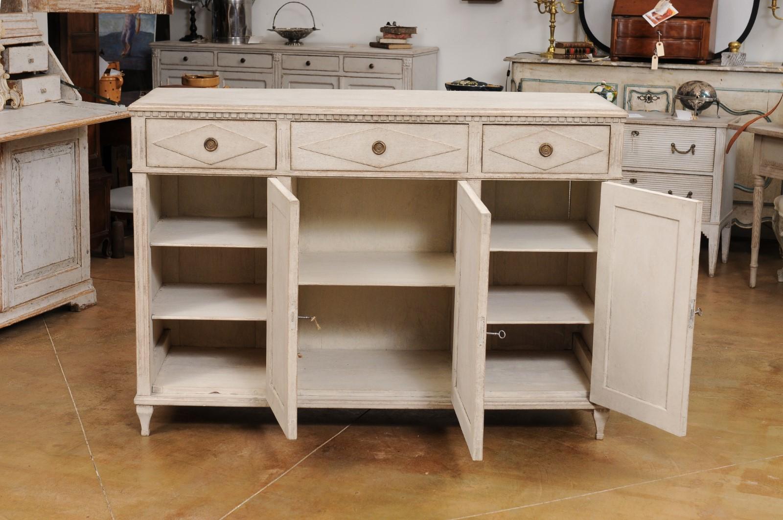 Swedish Gustavian Style 1870s Painted Wood Sideboard with Doors and Drawers 8