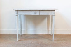 Swedish Gustavian Style 1880s Painted Wood Table with Carved Rosettes and Beads
