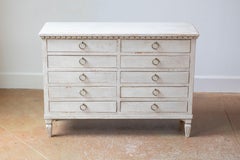 Swedish Gustavian Style Apothecary Chest with 10 Drawers and Carved Dentil