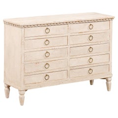 Swedish Gustavian Style 1890s Apothecary Chest with 10 Drawers and Carved Dentil