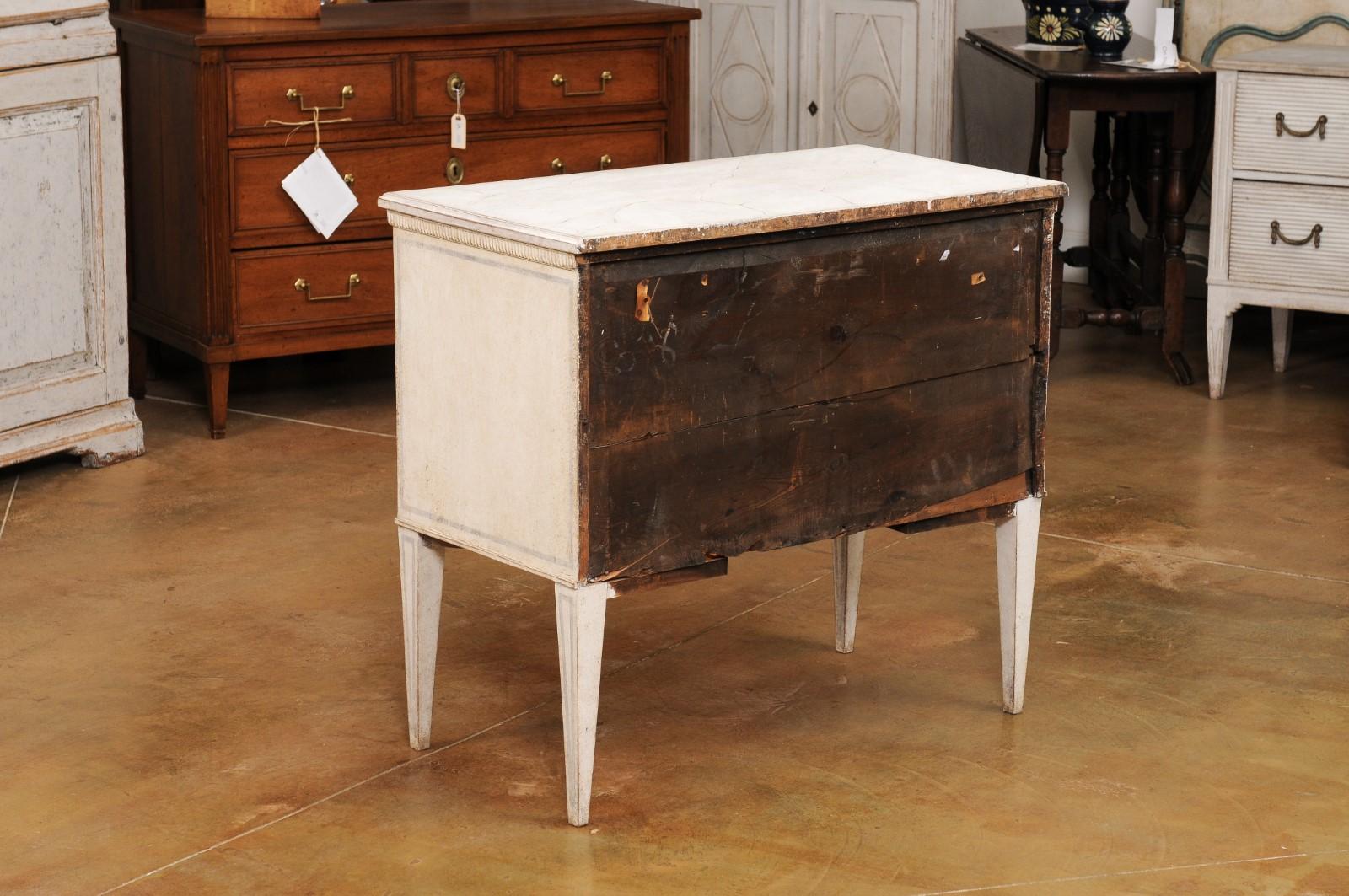 Swedish Gustavian Style 1890s Chest with Two Drawers and Grey Painted Outlines For Sale 6