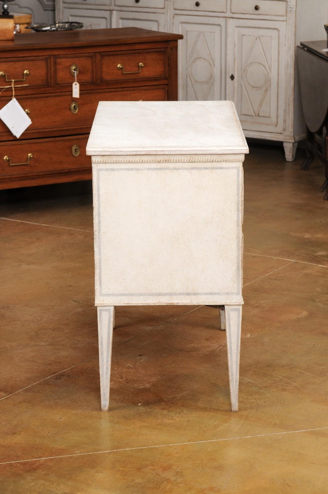 Swedish Gustavian Style 1890s Chest with Two Drawers and Grey Painted Outlines For Sale 1