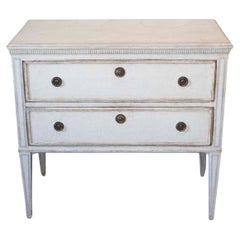 Swedish Gustavian Style 1890s Chest with Two Drawers and Grey Painted Outlines