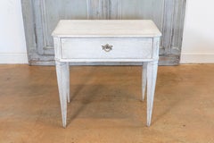 Swedish Gustavian Style 1890s Light Gray Painted Console Table with Drawer