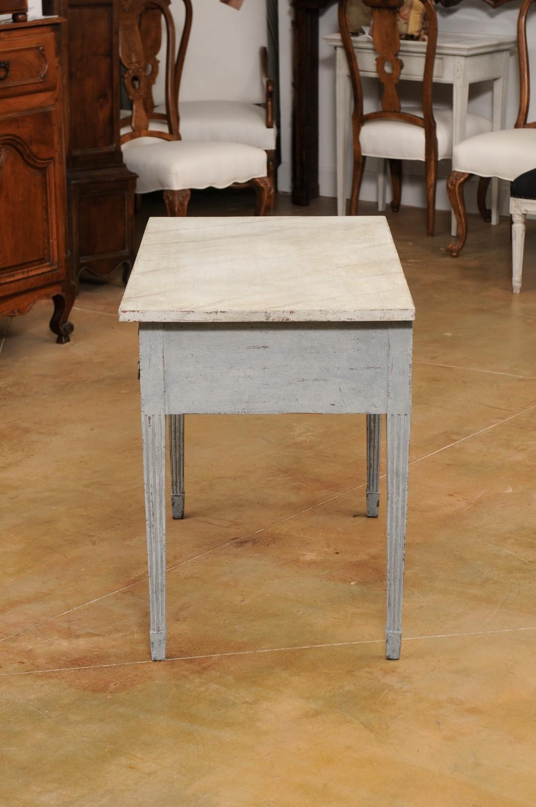 Swedish Gustavian Style 1890s Painted Wood Lady's Desk with Faux Marble Top 6