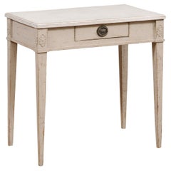 Swedish Gustavian Style 1900s Painted Console Table with Carved Rosettes