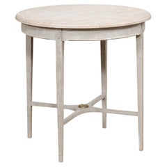 Swedish Gustavian Style 1900s Painted Lamp Table with Faux Marble Top