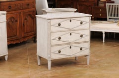 Swedish Gustavian Style Painted Three-Drawer Chest with Diamond Motifs