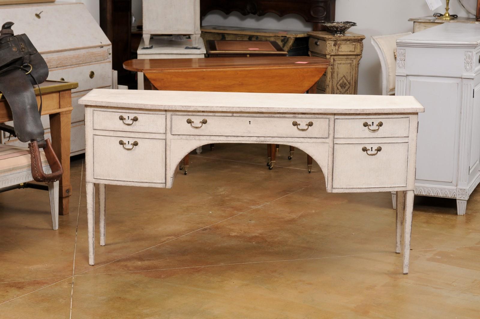 Swedish Gustavian Style 1900s Sideboard or Desk with Single Drawer and Doors For Sale 1