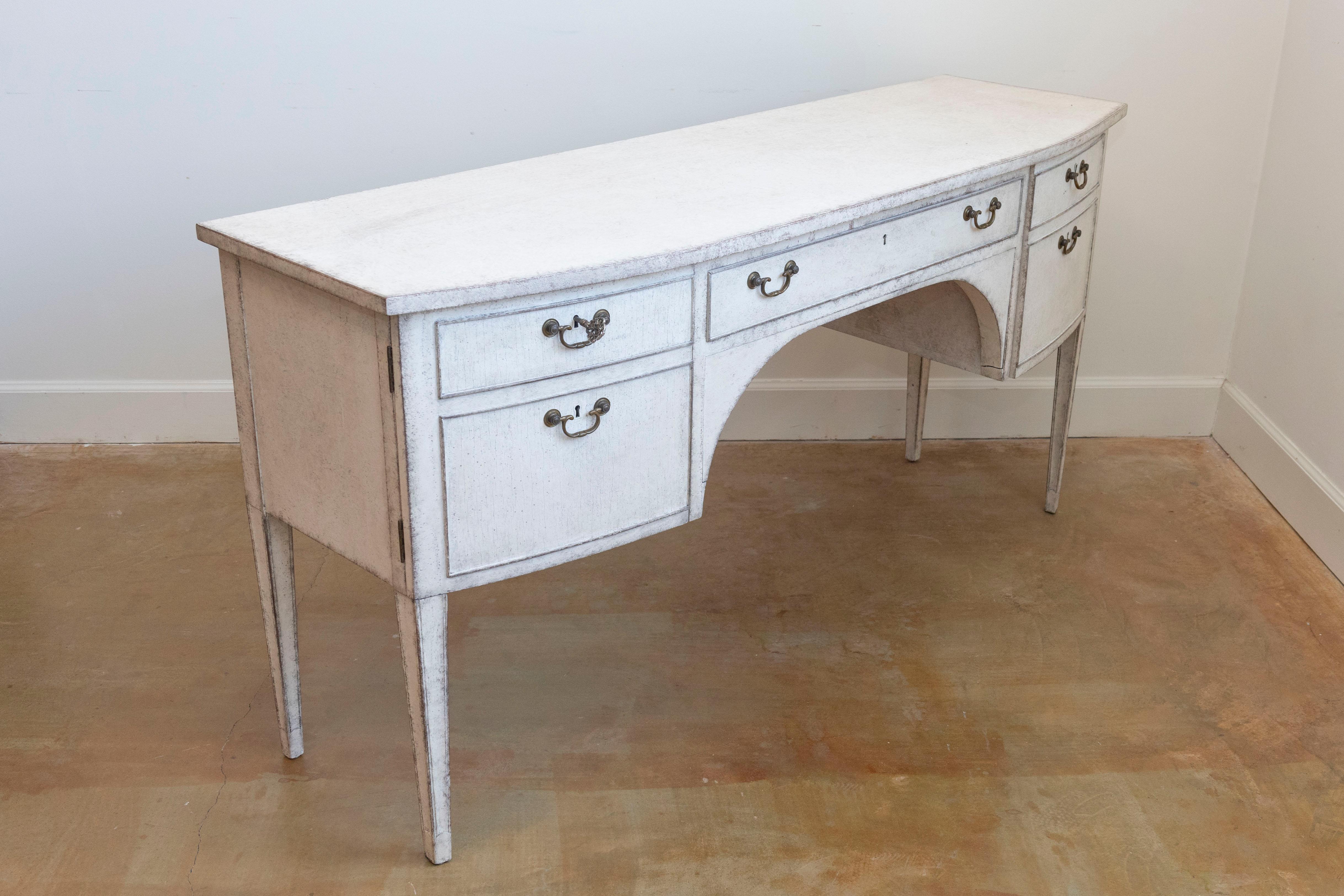 Swedish Gustavian Style 1900s Sideboard or Desk with Single Drawer and Doors In Good Condition For Sale In Atlanta, GA