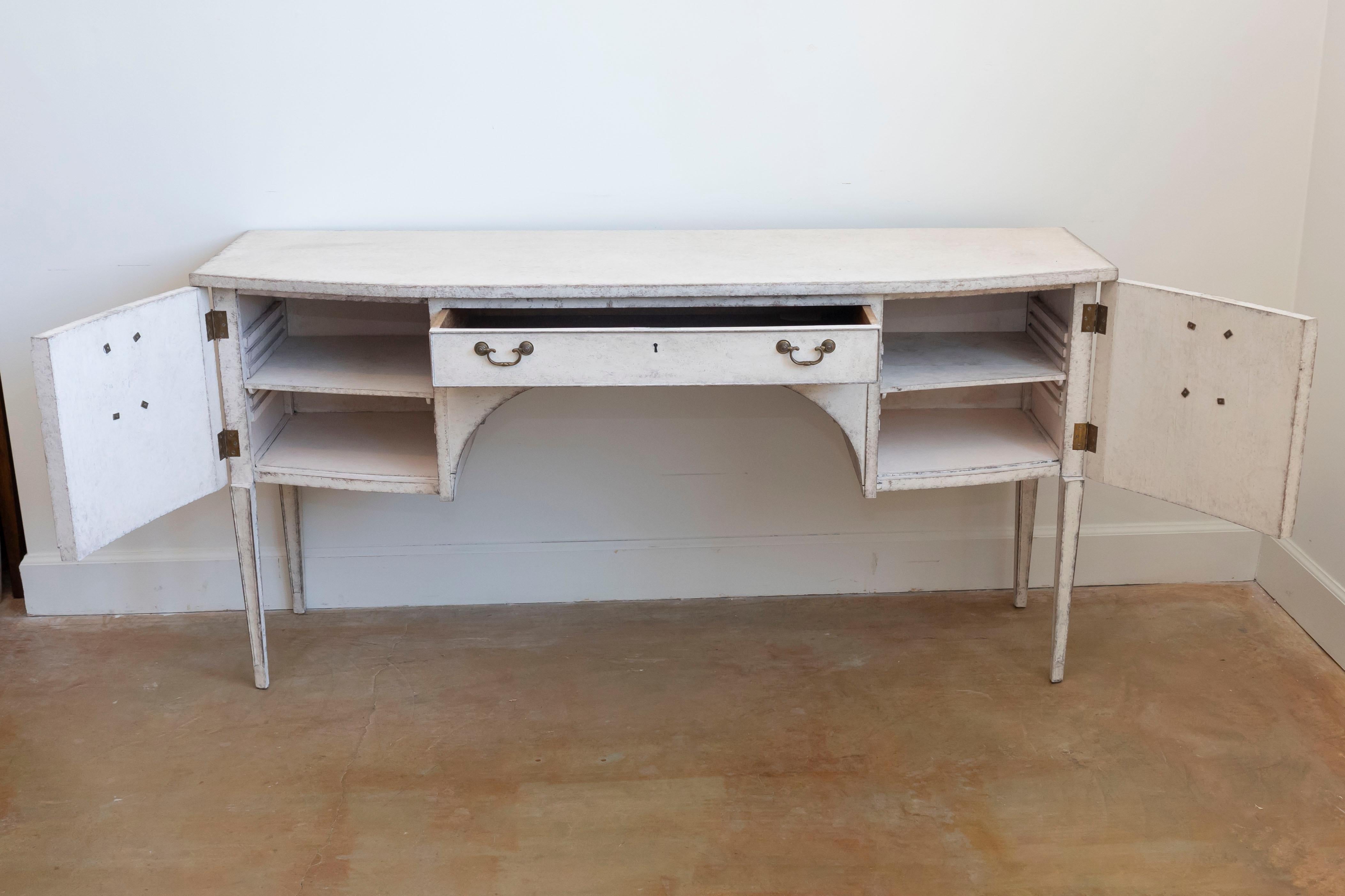 20th Century Swedish Gustavian Style 1900s Sideboard or Desk with Single Drawer and Doors For Sale