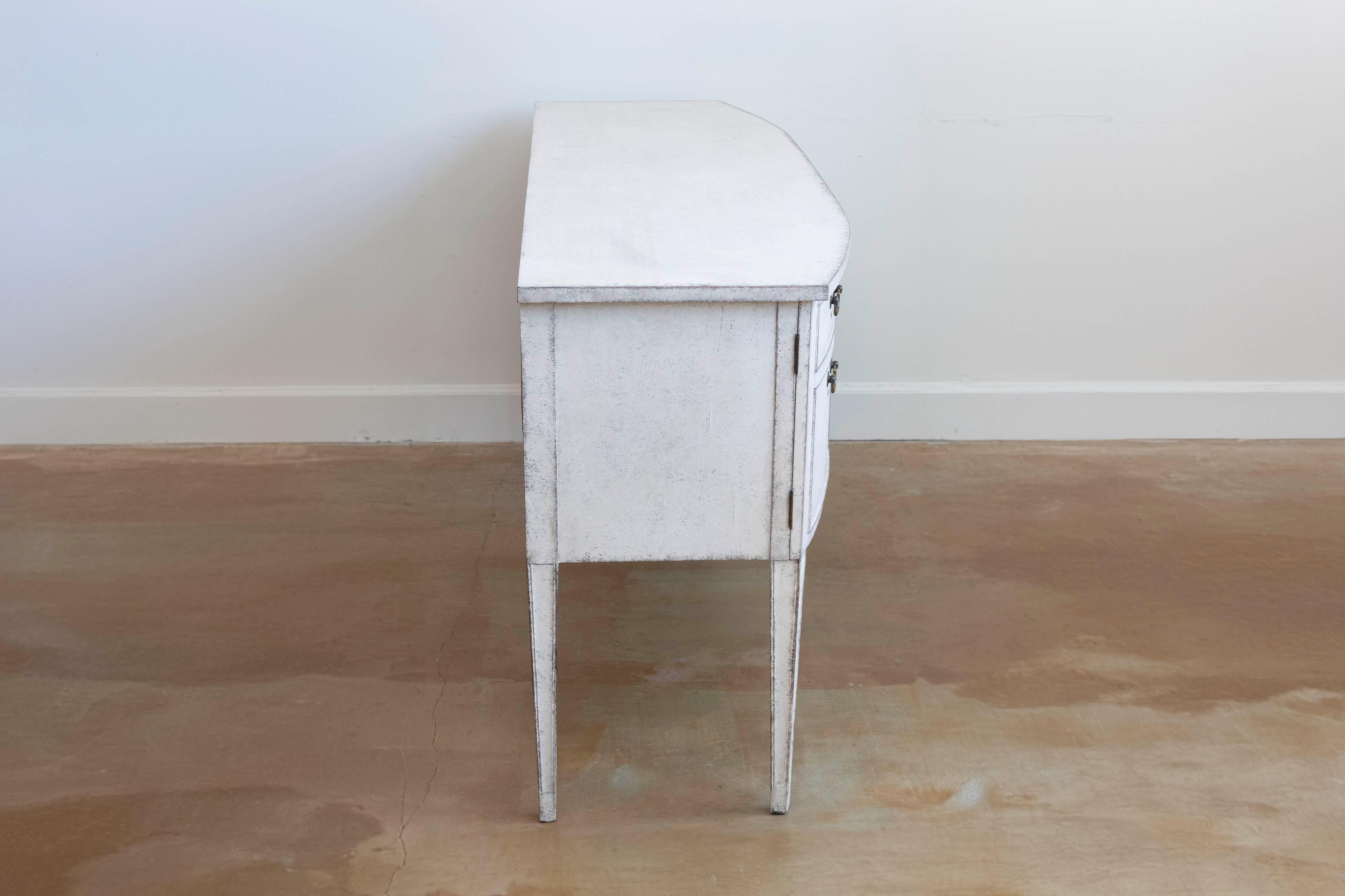 Brass Swedish Gustavian Style 1900s Sideboard or Desk with Single Drawer and Doors For Sale