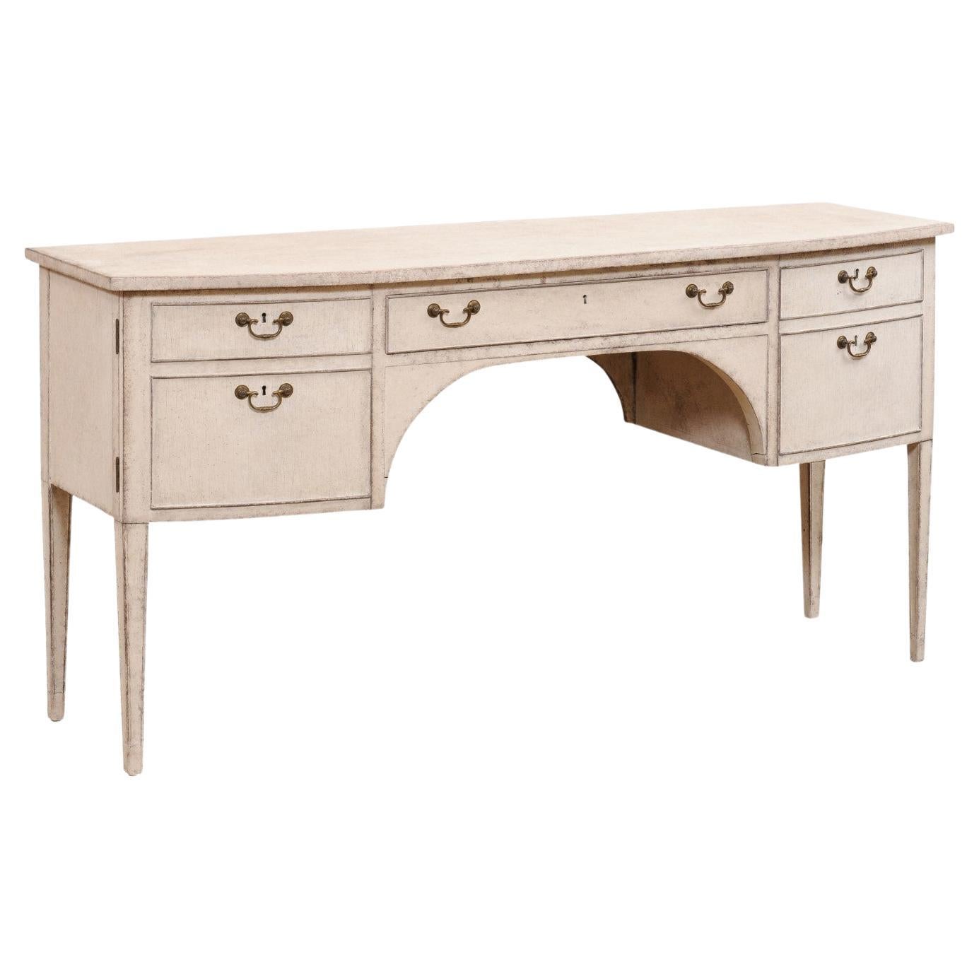 Swedish Gustavian Style 1900s Sideboard or Desk with Single Drawer and Doors For Sale