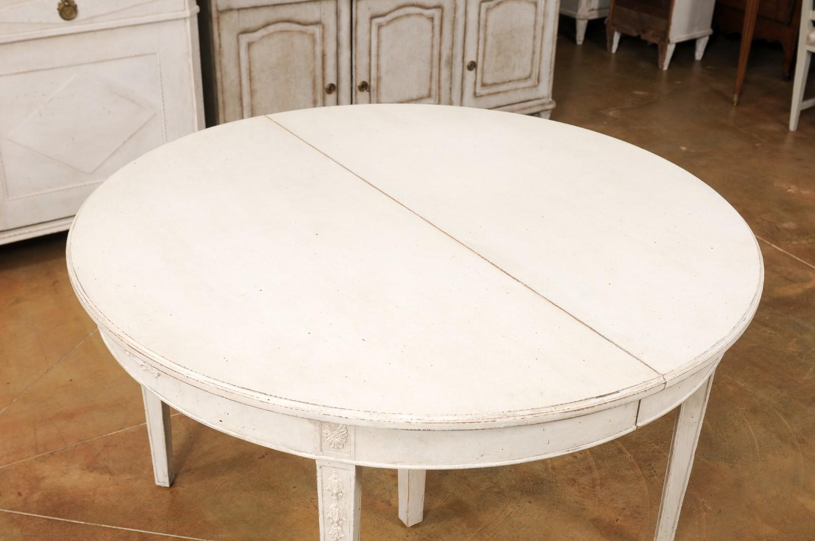 Wood Swedish Gustavian Style 19th Century Extension Dining Table with Three Leaves
