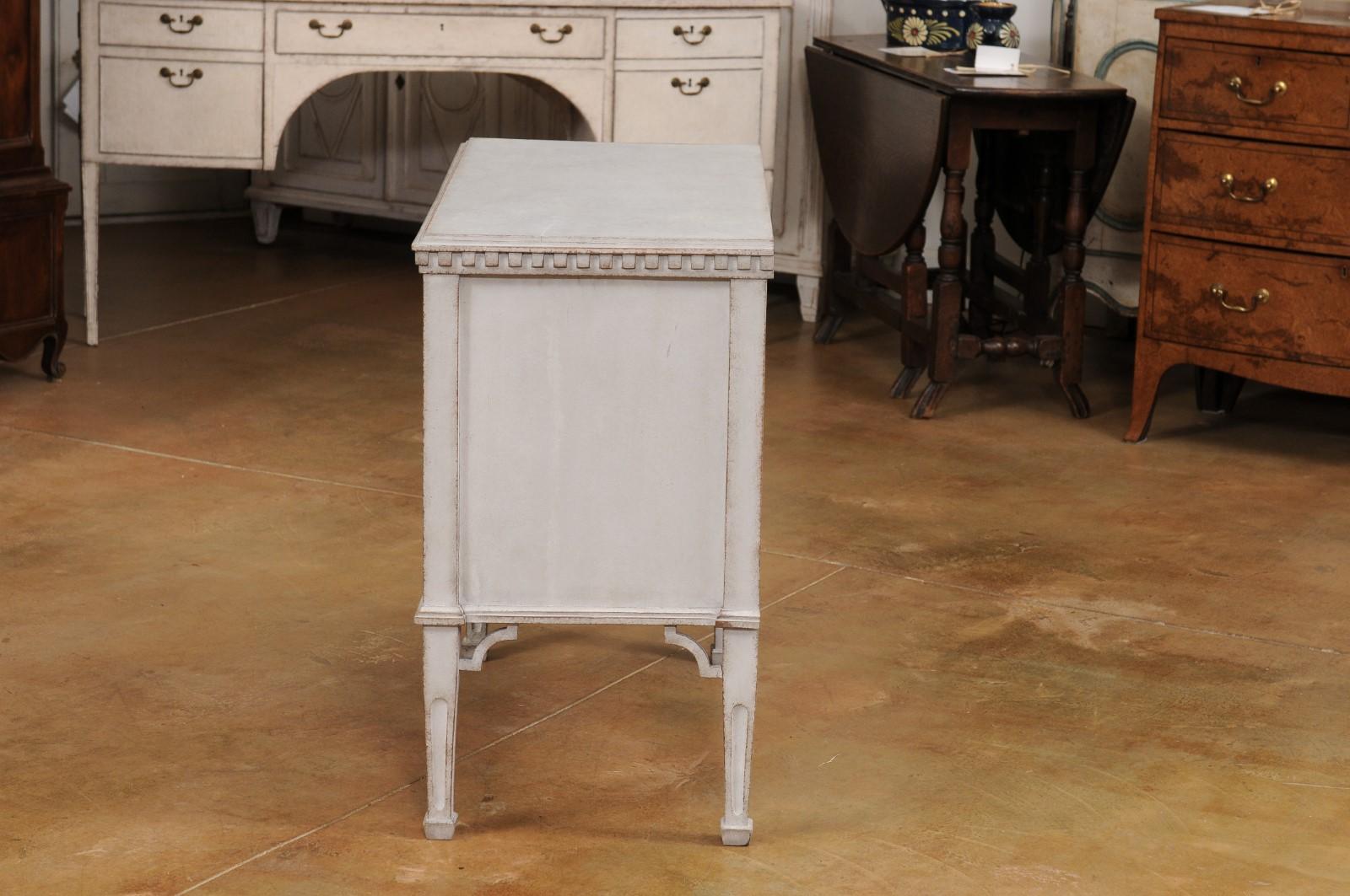 Swedish Gustavian Style 19th Century Light Gray Painted Two Drawer Chest For Sale 6