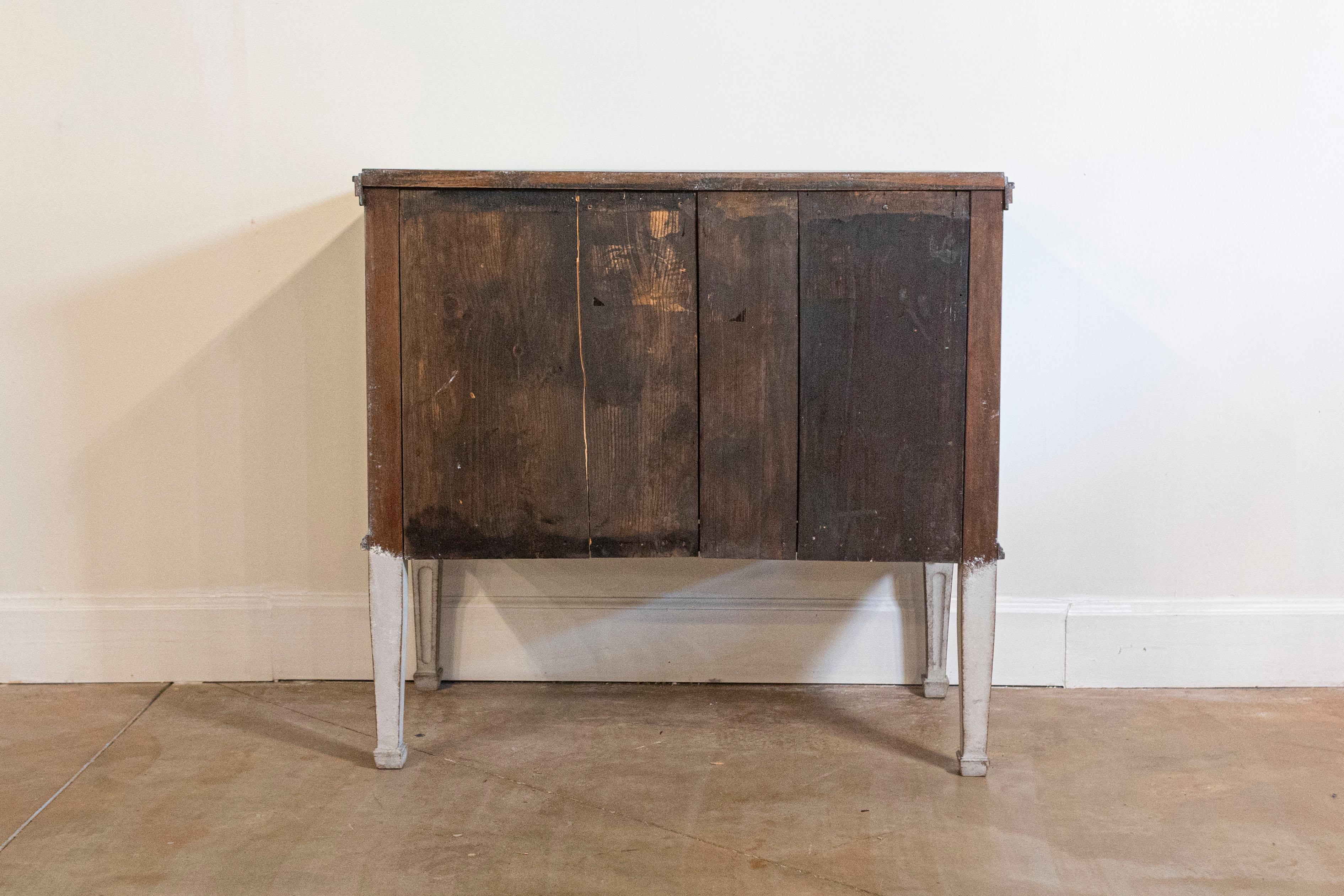 Swedish Gustavian Style 19th Century Light Gray Painted Two Drawer Chest For Sale 1