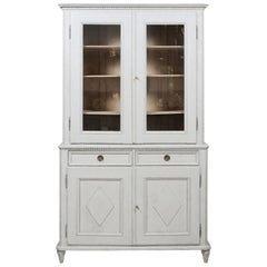 Swedish Gustavian Style 19th Century Painted Cabinet with Glass Doors