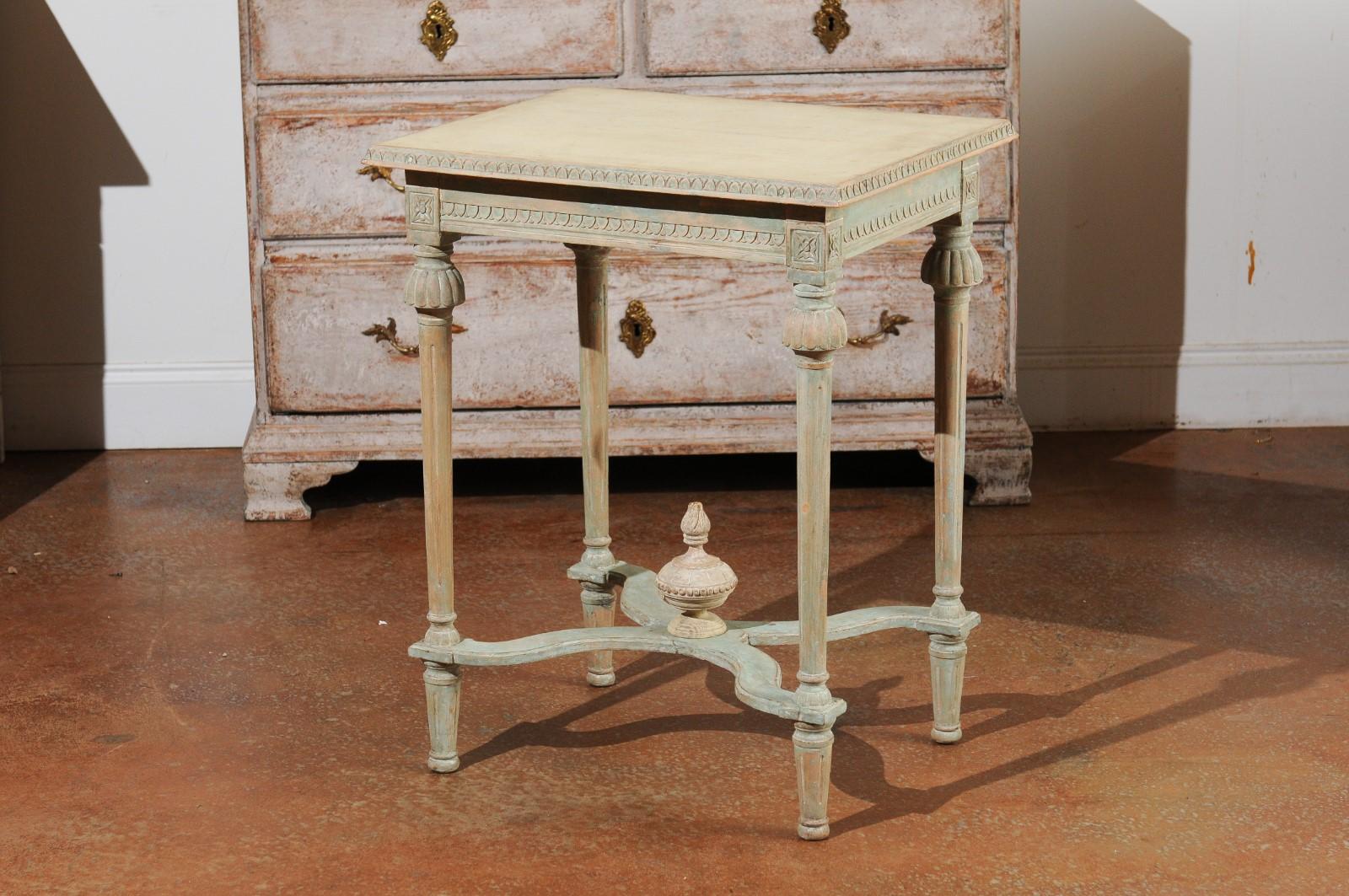 Swedish Gustavian Style 19th Century Painted Console Table with Carved Finial 4