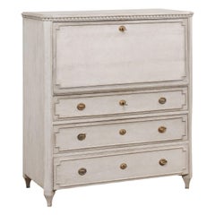 Swedish Gustavian Style 19th Century Painted Drop-Front Secretary with Drawers