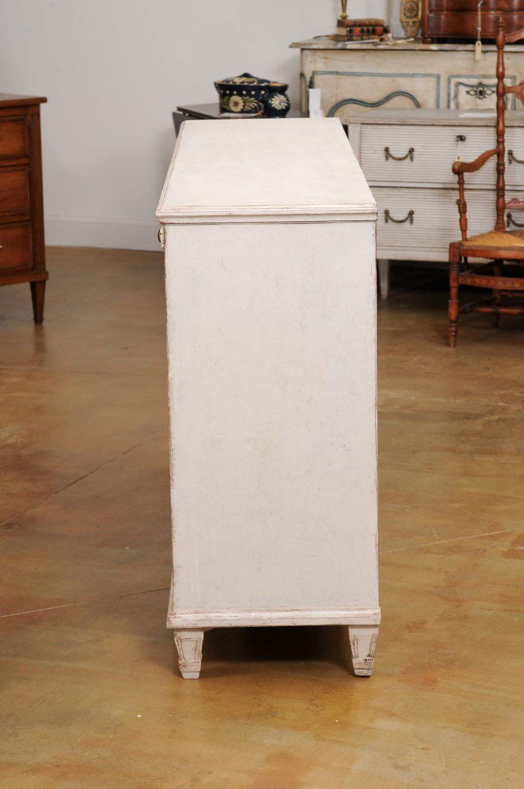 Swedish Gustavian Style 19th Century Painted Enfilade with Drawers and Doors 6