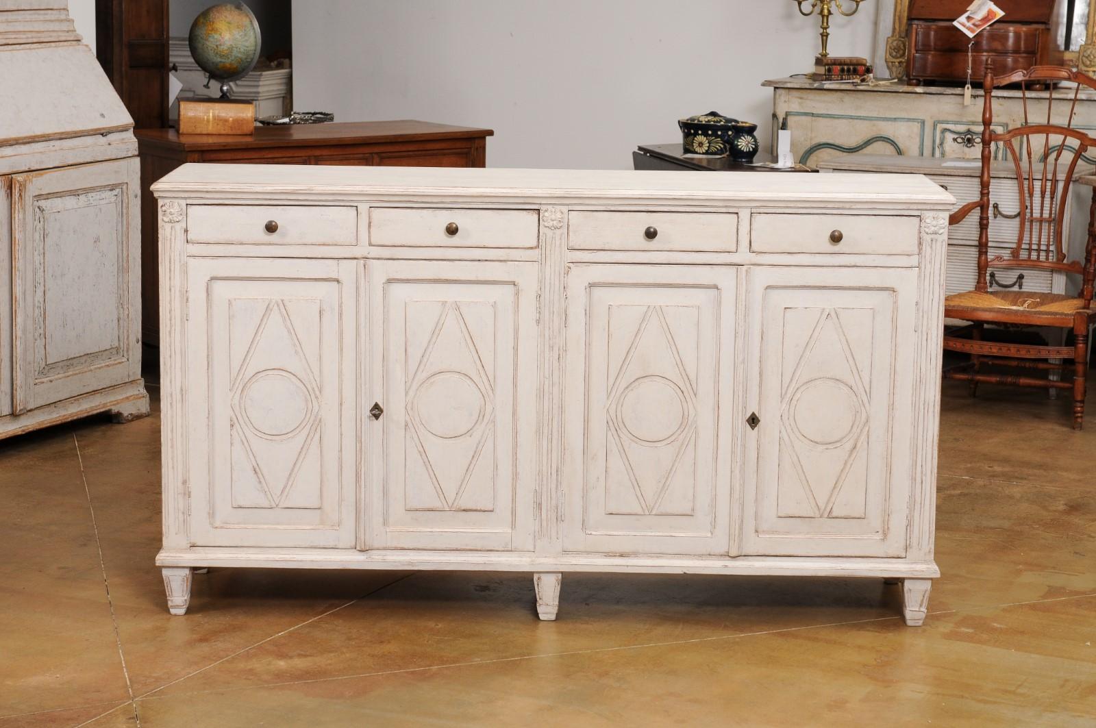 Swedish Gustavian Style 19th Century Painted Enfilade with Drawers and Doors 7