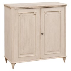 Used Swedish Gustavian Style 19th Century Painted Sideboard with Carved Reeded Doors