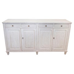Swedish Gustavian Style 19th Century Painted Sideboard with Doors and Drawers