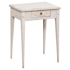 Swedish Gustavian Style 19th Century Painted Table with Carved Diamond Motif